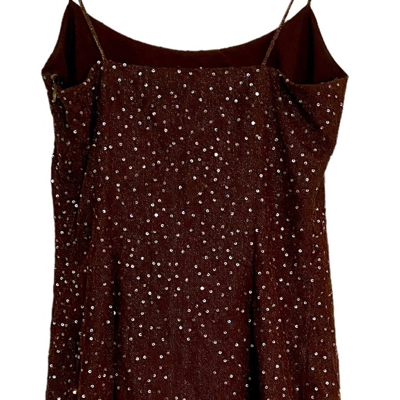 Nicole Miller Collection. Cocktail Dress Chocolate Brown Embellished Size Medium - Picture 4 of 6